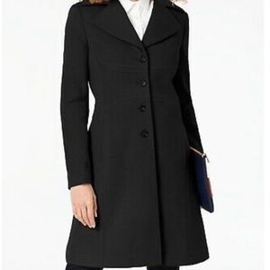 Tommy Hilfiger Black Wool XXS PXXS Long Pea Coat Womens Petite Junior Fitted NWT